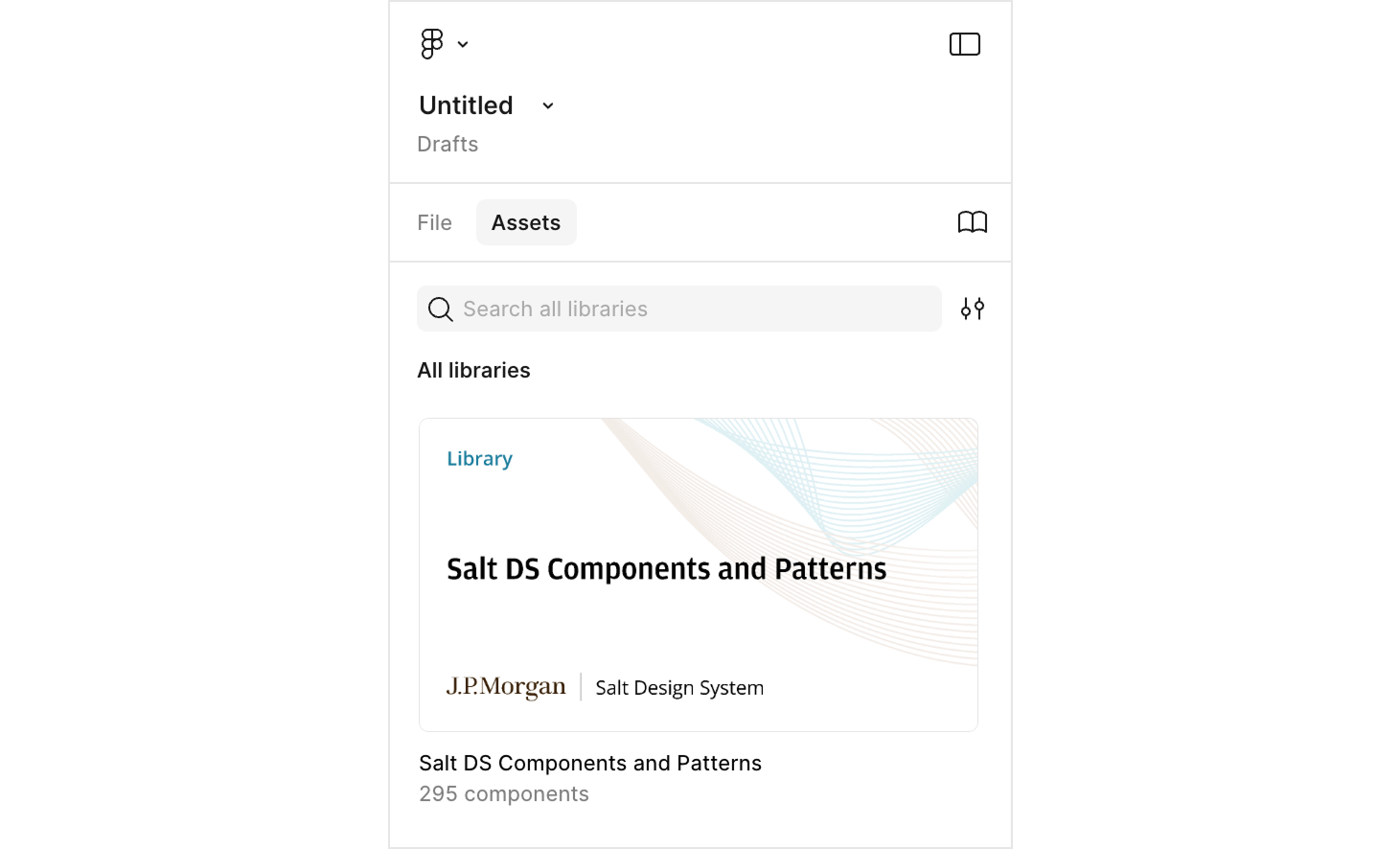 Screenshot of Salt DS components and Patterns library has been installed on assets panel